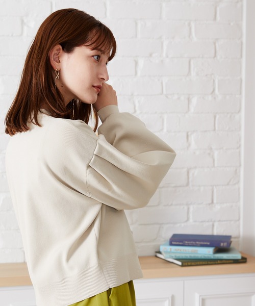 acro（アクロ）の「ドットボタンボリューム袖カーデ/AC1474（カーディガン/ボレロ・レディース・ベージュ/ブルー/オレンジ/パープル/ブラック・ﾌﾘ-）」の18枚目の写真