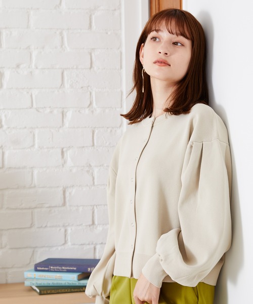 acro（アクロ）の「ドットボタンボリューム袖カーデ/AC1474（カーディガン/ボレロ・レディース・ベージュ/ブルー/オレンジ/パープル/ブラック・ﾌﾘ-）」の13枚目の写真