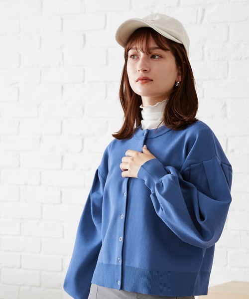 acro（アクロ）の「ドットボタンボリューム袖カーデ/AC1474（カーディガン/ボレロ・レディース・ベージュ/ブルー/オレンジ/パープル/ブラック・ﾌﾘ-）」の14枚目の写真