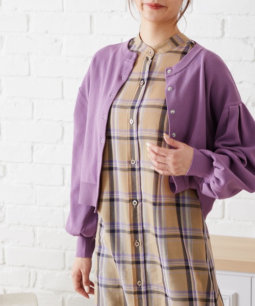 acro（アクロ）の「ドットボタンボリューム袖カーデ/AC1474（カーディガン/ボレロ・レディース・ベージュ/ブルー/オレンジ/パープル/ブラック・ﾌﾘ-）」の15枚目の写真