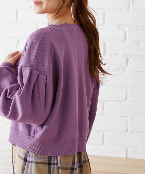 acro（アクロ）の「ドットボタンボリューム袖カーデ/AC1474（カーディガン/ボレロ・レディース・ベージュ/ブルー/オレンジ/パープル/ブラック・ﾌﾘ-）」の10枚目の写真