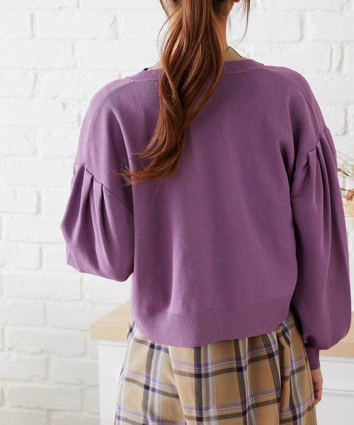 acro（アクロ）の「ドットボタンボリューム袖カーデ/AC1474（カーディガン/ボレロ・レディース・ベージュ/ブルー/オレンジ/パープル/ブラック・ﾌﾘ-）」の20枚目の写真