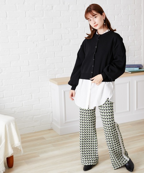 acro（アクロ）の「ドットボタンボリューム袖カーデ/AC1474（カーディガン/ボレロ・レディース・ベージュ/ブルー/オレンジ/パープル/ブラック・ﾌﾘ-）」の7枚目の写真