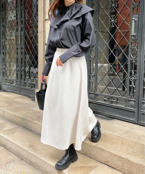 StyleSea(スタイルシー)の「キルトタックフレアスカート(スカート・レディース・ブラック/カーキ/アイボリー・FREE)」の19枚目の写真