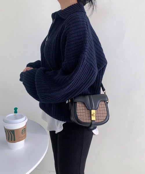 Dita Muaj.（ディータムアージュ）の「ドロップショルダーハーフジップボリュームニット（ニット/セーター・レディース・アイボリー/ネイビー/グレー・FREE）」の13枚目の写真