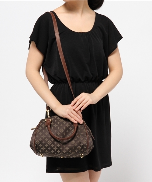 russet（ラシット）の「レザーパイピングミニボストンバッグ【business】（ボストンバッグ・レディース・ダークブラウン/サンドベージュ/グレー・FREE）」の5枚目の写真