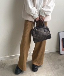 カラーワイドリブニットパンツ