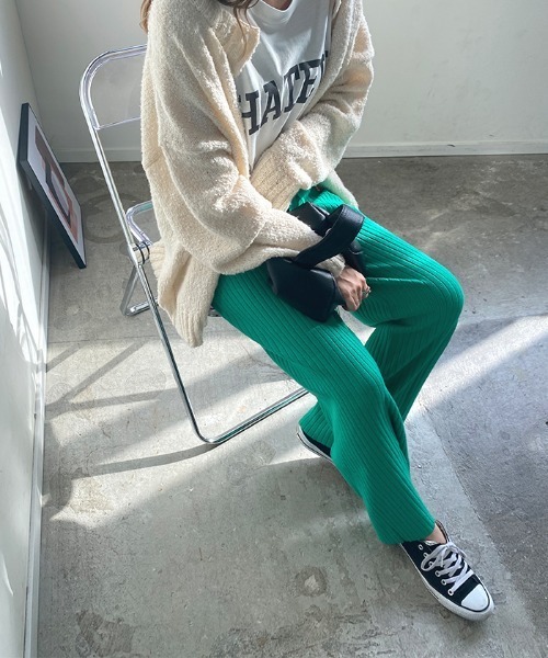 Futier land（フューティアランド）の「カラーワイドリブニットパンツ（その他パンツ・レディース・ホワイト/グリーン/ブラウン/グレイッシュベージュ・FREE）」の19枚目の写真
