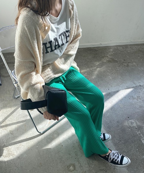 Futier land（フューティアランド）の「カラーワイドリブニットパンツ（その他パンツ・レディース・ホワイト/グリーン/ブラウン/グレイッシュベージュ・FREE）」の22枚目の写真