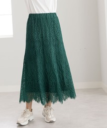 BELLUNA（ベルーナ）の「パネル柄レース素材セミフレアースカート（スカート）」