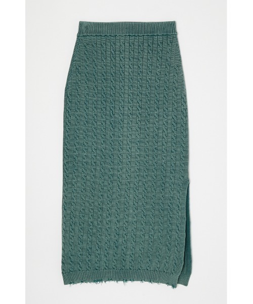 MOUSSY(マウジー)の「CABLE KNIT スカート(スカート・レディース・グリーン/イエロー/ネイビー・2/1)」の2枚目の写真