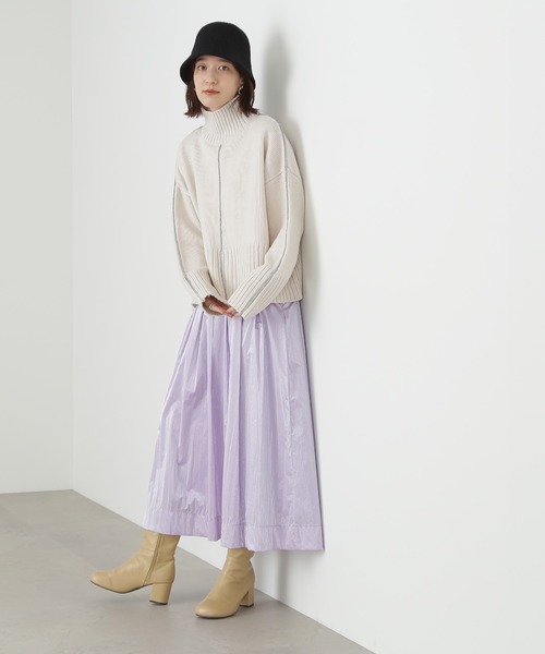 N.(N. Natural Beauty Basic)(エヌエヌナチュラルビューティーベーシック)の「◆メタリックフレアスカート(スカート・レディース・ホワイト/ライラック・MEDIUM)」の8枚目の写真