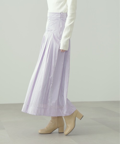 N.(N. Natural Beauty Basic)(エヌエヌナチュラルビューティーベーシック)の「◆メタリックフレアスカート(スカート・レディース・ホワイト/ライラック・MEDIUM)」の9枚目の写真