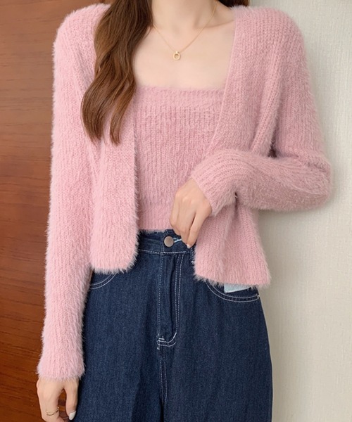 DAY CLOSET（デイ クローゼット）の「【non-no1.2月合併号掲載/アンサンブル】長袖ショート丈リブシャギーニットボレロカーディガン+キャミソール 2点セット レディース（アンサンブル・レディース・バーガンディー/ピンク/ブルー/ピンク系その他/ブラック/グレー/ホワイト・ONE SIZE）」の19枚目の写真