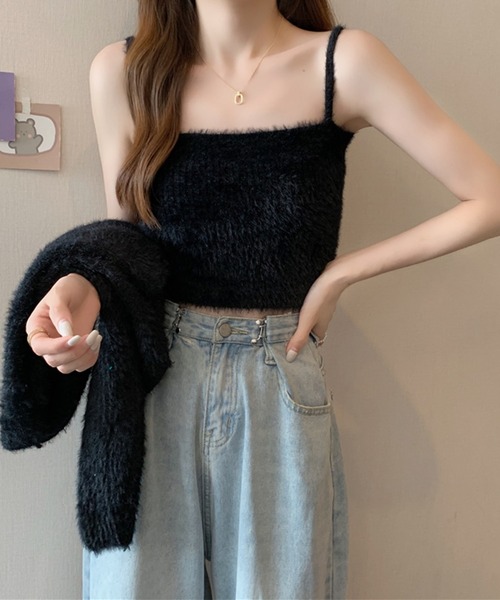 DAY CLOSET（デイ クローゼット）の「【non-no1.2月合併号掲載/アンサンブル】長袖ショート丈リブシャギーニットボレロカーディガン+キャミソール 2点セット レディース（アンサンブル・レディース・バーガンディー/ピンク/ブルー/ピンク系その他/ブラック/グレー/ホワイト・ONE SIZE）」の11枚目の写真