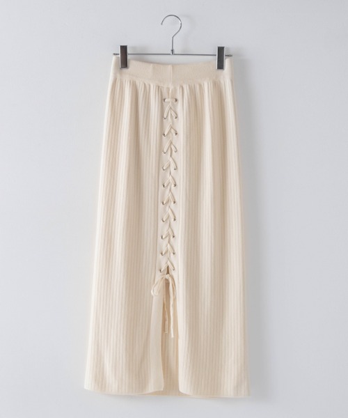 OLUPIC（オルピック）の「OLUPIC/【WEB限定】レースアップニットスカート（スカート・レディース・ベージュ/ブラック/アイボリー・FREE）」の6枚目の写真