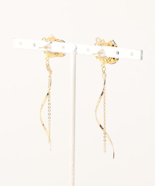 tone(トーン)の「【MUURABBTI】ビジューチェーンピアス(MA)(ピアス(両耳用)・レディース・ブルー系/グリーン系/エメラルド・FREE)」の10枚目の写真