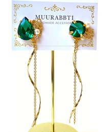【MUURABBTI】ビジューチェーンピアス(MA)