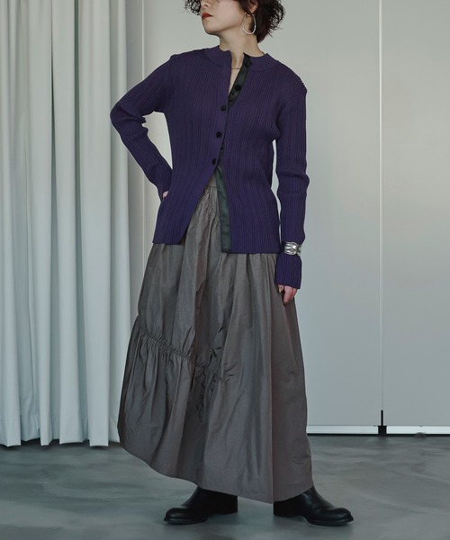 Ezick（エジック）の「Twister gather タフタヘムスカート（スカート・レディース・ブラック/チャコールグレー/ベージュ・FREE）」の6枚目の写真