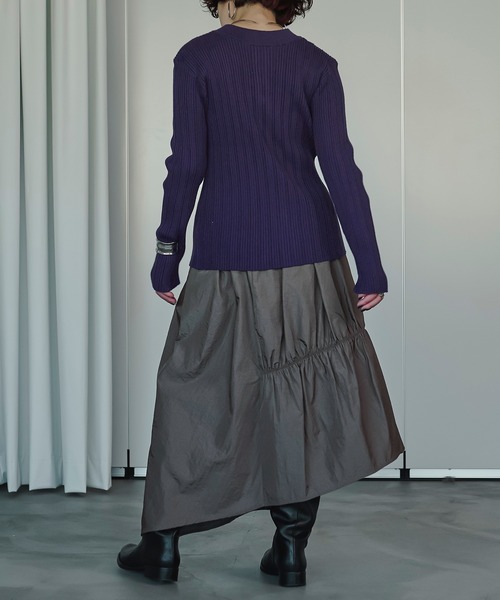 Ezick（エジック）の「Twister gather タフタヘムスカート（スカート・レディース・ブラック/チャコールグレー/ベージュ・FREE）」の8枚目の写真