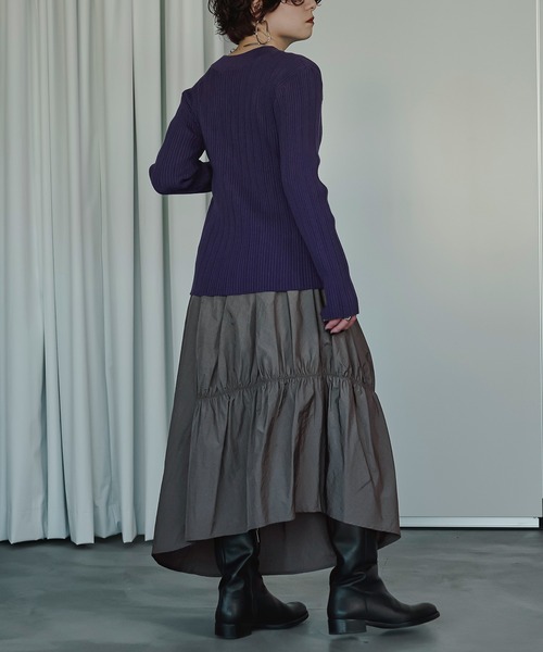 Ezick（エジック）の「Twister gather タフタヘムスカート（スカート・レディース・ブラック/チャコールグレー/ベージュ・FREE）」の9枚目の写真