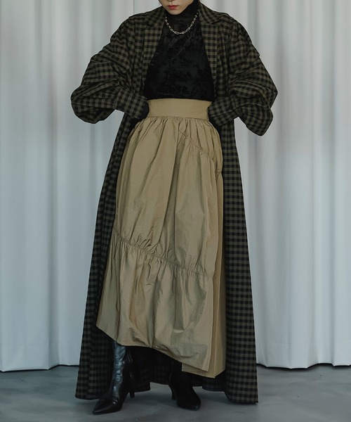 Ezick（エジック）の「Twister gather タフタヘムスカート（スカート・レディース・ブラック/チャコールグレー/ベージュ・FREE）」の20枚目の写真