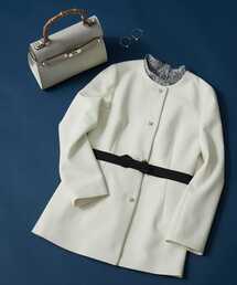 Tiara | リボンベルトペプラムジャケット(ノーカラージャケット)