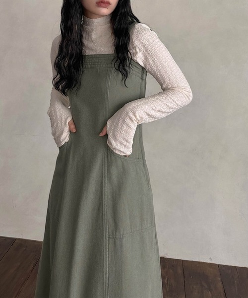 hellam（へラム）の「ふくれジャカード フィンガーホールTOPS（その他トップス・レディース・パープル/グリーン/ブラック/アイボリー・FREE）」の2枚目の写真