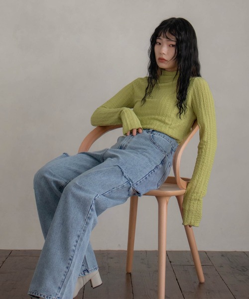 hellam（へラム）の「ふくれジャカード フィンガーホールTOPS（その他トップス・レディース・パープル/グリーン/ブラック/アイボリー・FREE）」の10枚目の写真