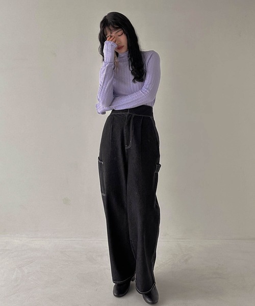 hellam（へラム）の「ふくれジャカード フィンガーホールTOPS（その他トップス・レディース・パープル/グリーン/ブラック/アイボリー・FREE）」の20枚目の写真