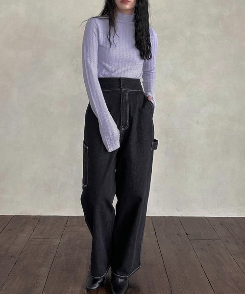 hellam（へラム）の「ふくれジャカード フィンガーホールTOPS（その他トップス・レディース・パープル/グリーン/ブラック/アイボリー・FREE）」の22枚目の写真