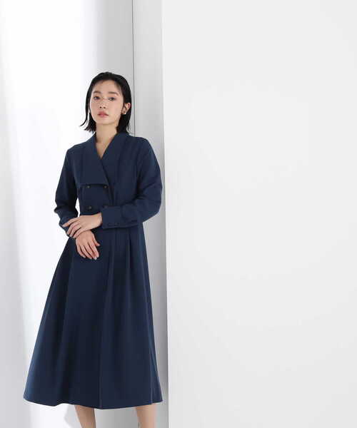 【美品】ナチュラルビューティーベーシック　ワンピースワンピース フレアスカート紺 NATURAL BEAUTY BASIC ナチュラルビューティーベーシック