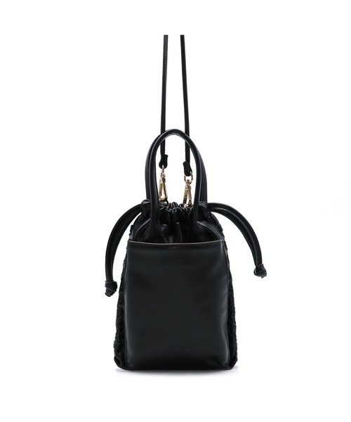 GUSCIO(グッシオ)の「【グッシオベーシック】スマホポケット付き2WAY巾着型ミニポシェット(ショルダーバッグ・レディース・アイボリー/ブラック/グレイッシュベージュ/グリーン/ピンク・FREE)」の7枚目の写真