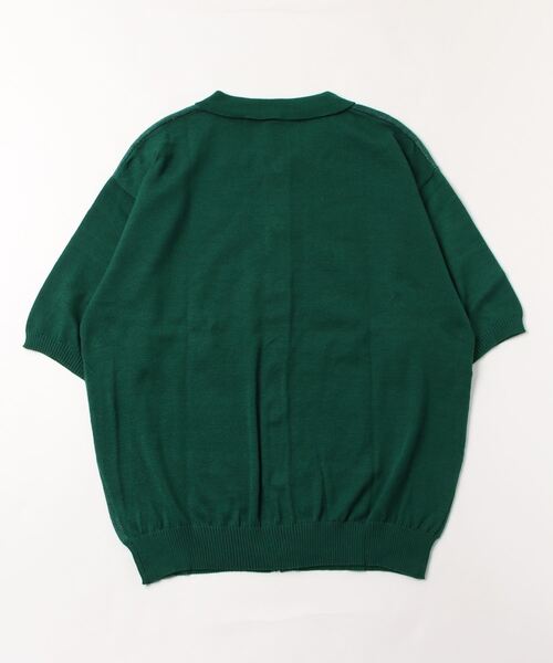 COMMON WARE(コモンウェアー)の「COMMONWARE:ダイヤ柄ニットポロ カーディガン S/S(ポロシャツ・レディース・ブラック/グリーン/ベージュ・L/XL/M)」の4枚目の写真