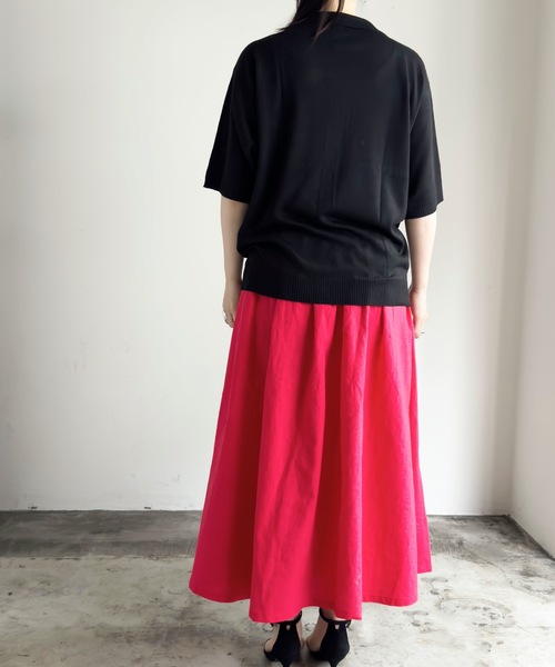 COMMON WARE(コモンウェアー)の「COMMONWARE:ダイヤ柄ニットポロ カーディガン S/S(ポロシャツ・レディース・ブラック/グリーン/ベージュ・L/XL/M)」の19枚目の写真