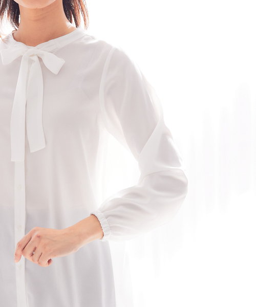 abahouse mavie（アバハウスマヴィ）の「ジョーゼットボウタイブラウス（シャツ/ブラウス・レディース・ホワイト/サックスブルー/ダークネイビー・フリー）」の19枚目の写真