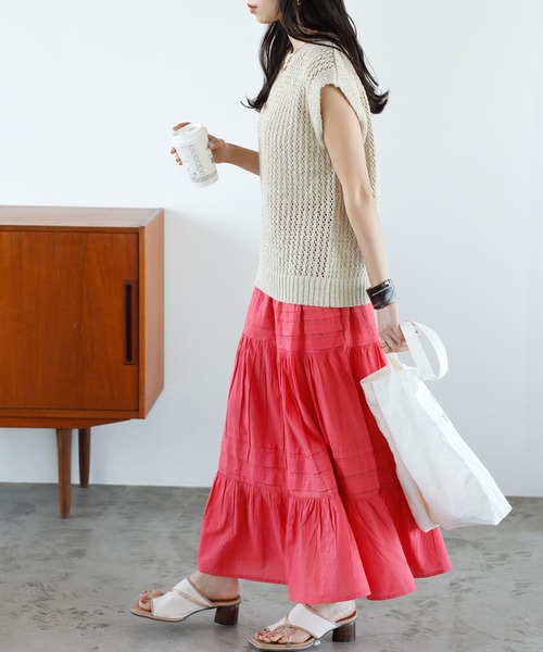 GeeRA(ジーラ)の「ミックスカラーメッシュニットトップス(ニット/セーター・レディース・ピンク/グリーン/ベージュ・LARGE/MEDIUM)」の8枚目の写真