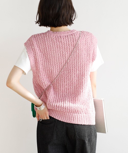 GeeRA(ジーラ)の「ミックスカラーメッシュニットトップス(ニット/セーター・レディース・ピンク/グリーン/ベージュ・LARGE/MEDIUM)」の11枚目の写真