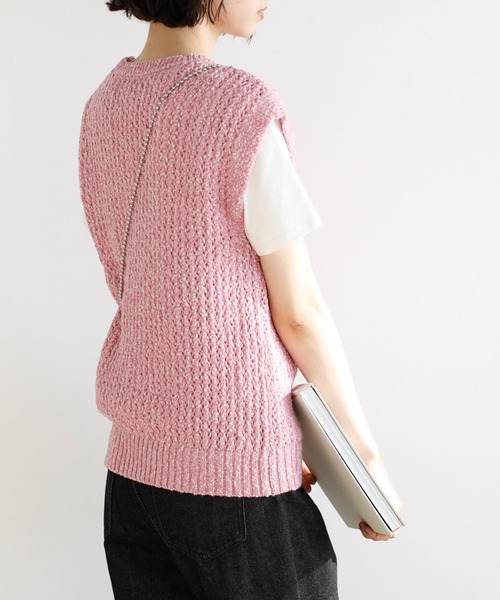 GeeRA(ジーラ)の「ミックスカラーメッシュニットトップス(ニット/セーター・レディース・ピンク/グリーン/ベージュ・LARGE/MEDIUM)」の12枚目の写真