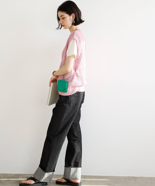 GeeRA(ジーラ)の「ミックスカラーメッシュニットトップス(ニット/セーター・レディース・ピンク/グリーン/ベージュ・LARGE/MEDIUM)」の14枚目の写真