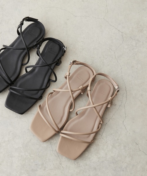 menue（メヌエ）の「スクエアトゥ華奢ストラップサンダル（サンダル・レディース・ペールイエロー/アイボリー/ダークブラウン/ベージュ/ブルー/ブラック・LL/S/XS/M/3L/L）」の4枚目の写真