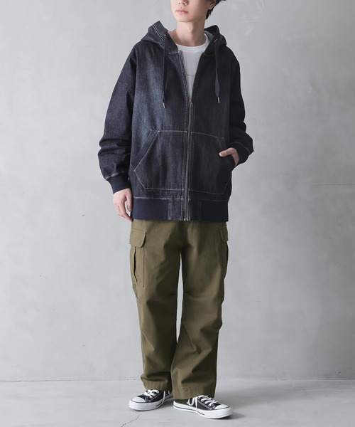 オーシバル　デニムジップアップパーカー　マウンテンパーカー　コットンリネン オーシバル デニムジップアップパーカー マウンテンパーカー コットン