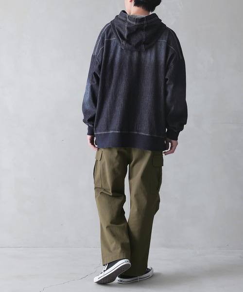 コットンデニムジップアップパーカー』（デニムジャケット）｜n