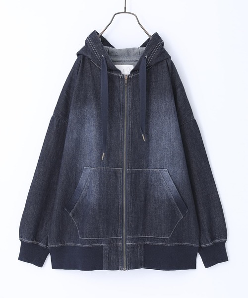 n'OrLABEL(ノアールレーベル)の「『コットンデニムジップアップパーカー』(デニムジャケット・レディース・インディゴブルー/ブルー・1/2)」の8枚目の写真
