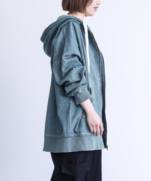 オーシバル　デニムジップアップパーカー　マウンテンパーカー　コットンリネン オーシバル デニムジップアップパーカー マウンテンパーカー コットン