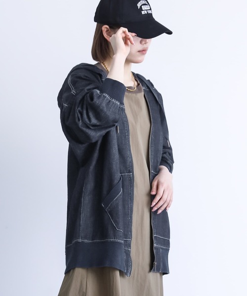 n'OrLABEL(ノアールレーベル)の「『コットンデニムジップアップパーカー』(デニムジャケット・レディース・インディゴブルー/ブルー・1/2)」の22枚目の写真