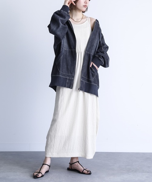 コットンデニムジップアップパーカー』（デニムジャケット）｜n