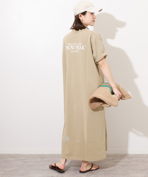 Snow Peak（スノーピーク）の「《追加》別注【SNOW PEAK】*RE Classic Logo Printed G.D ワンピース（ワンピース・レディース・ブラック/ベージュ/グリーン・FREE）」の5枚目の写真