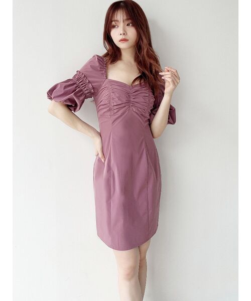 ギャザーボリュームミニワンピース