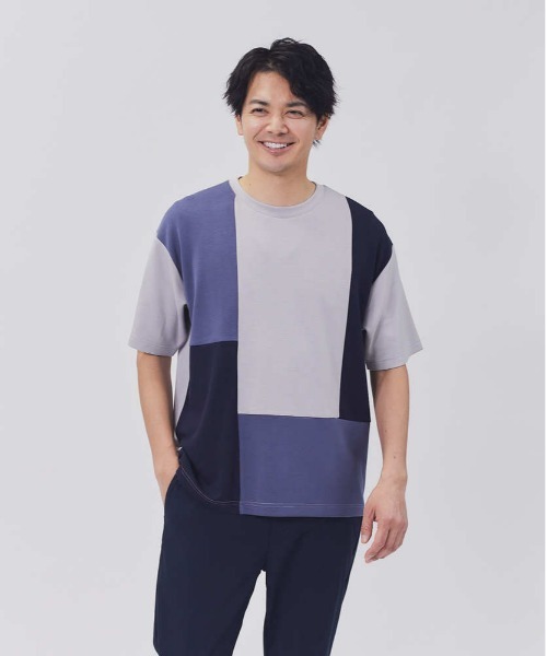 Right-on(ライトオン)の「【PLUS ONE】サラサラブロッキングTシャツ(Tシャツ/カットソー・メンズ・ネイビー/グレー×ホワイト/ホワイト×カーキブラウン・S/M/L/XL)」の3枚目の写真